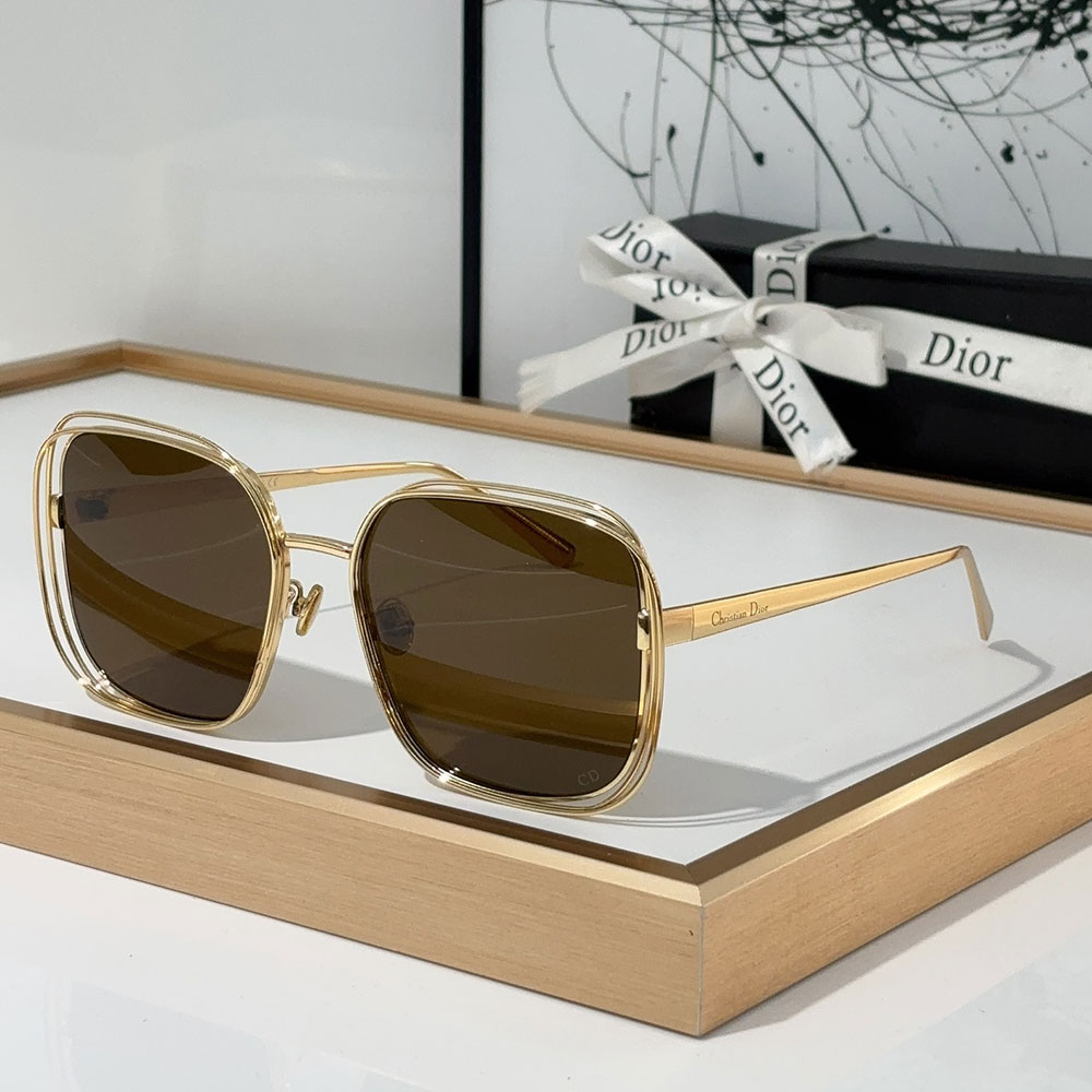 Dior Gold Metal Gold Frame Fashion sunglasses