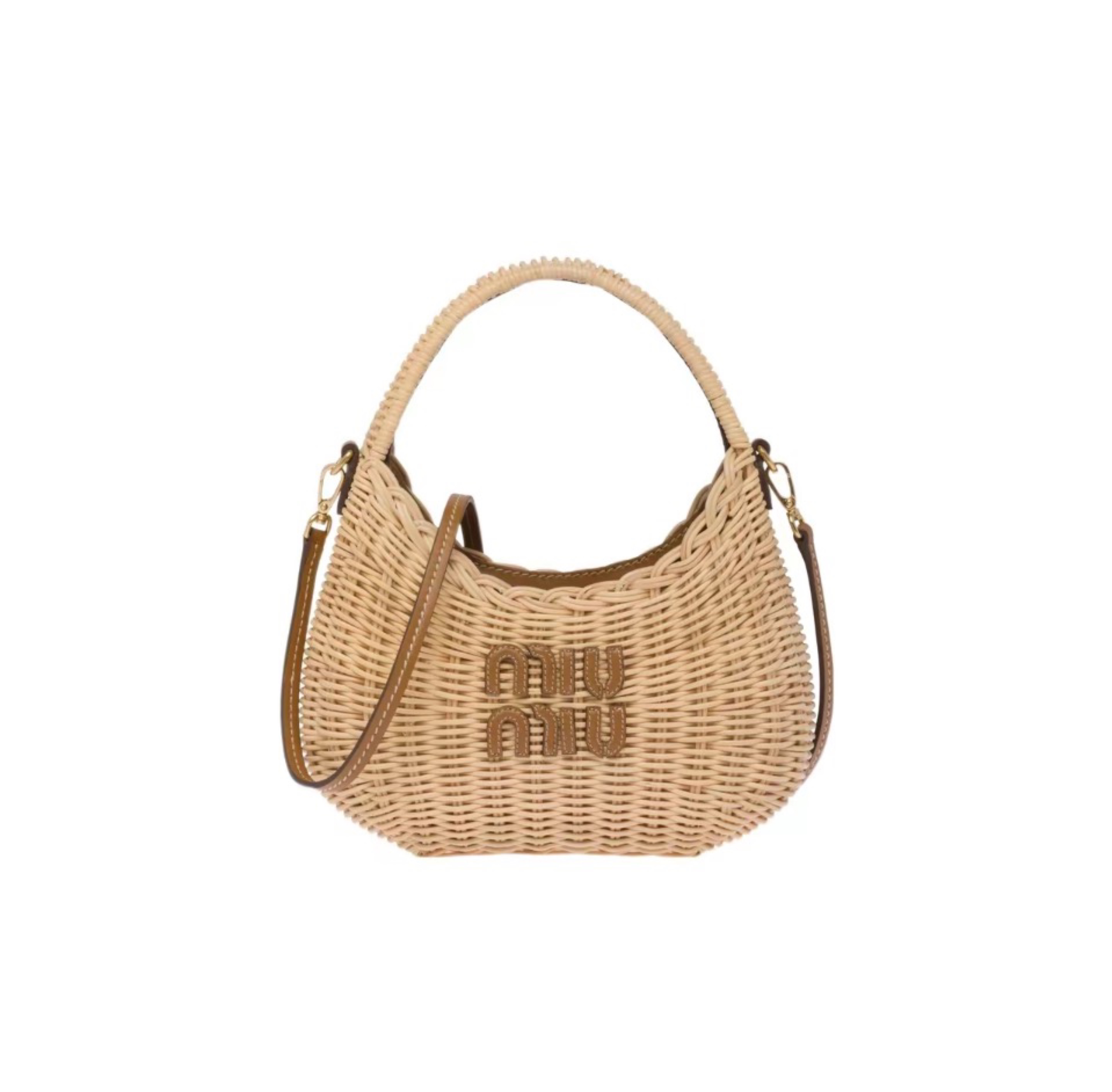MIU MIU Hobo Woven Wicker Shoulder Bag Crossbody Bag
