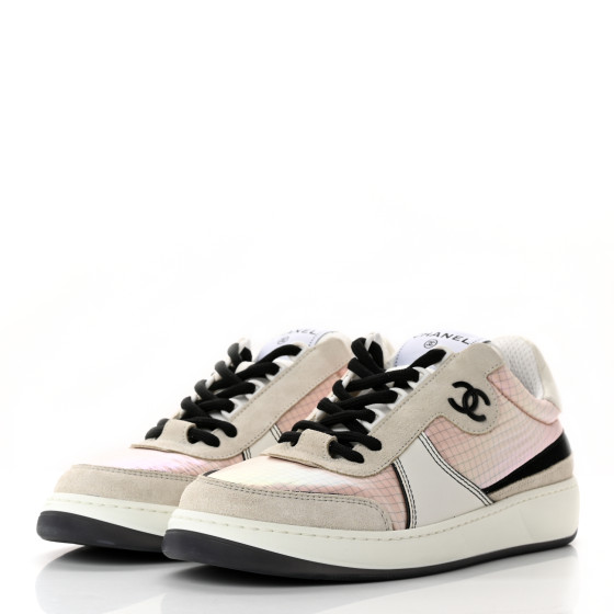 CHANEL Calfskin Suede Crystal Womens CC Sneakers