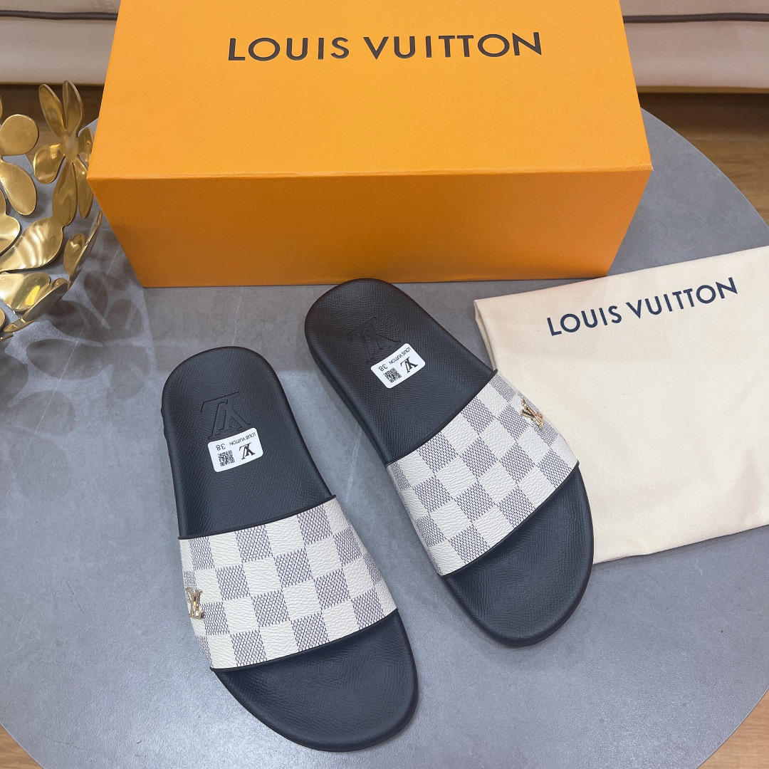 Louis Vuitton LV Rubber Fashion Plaid Flip-flops Slide Sandal