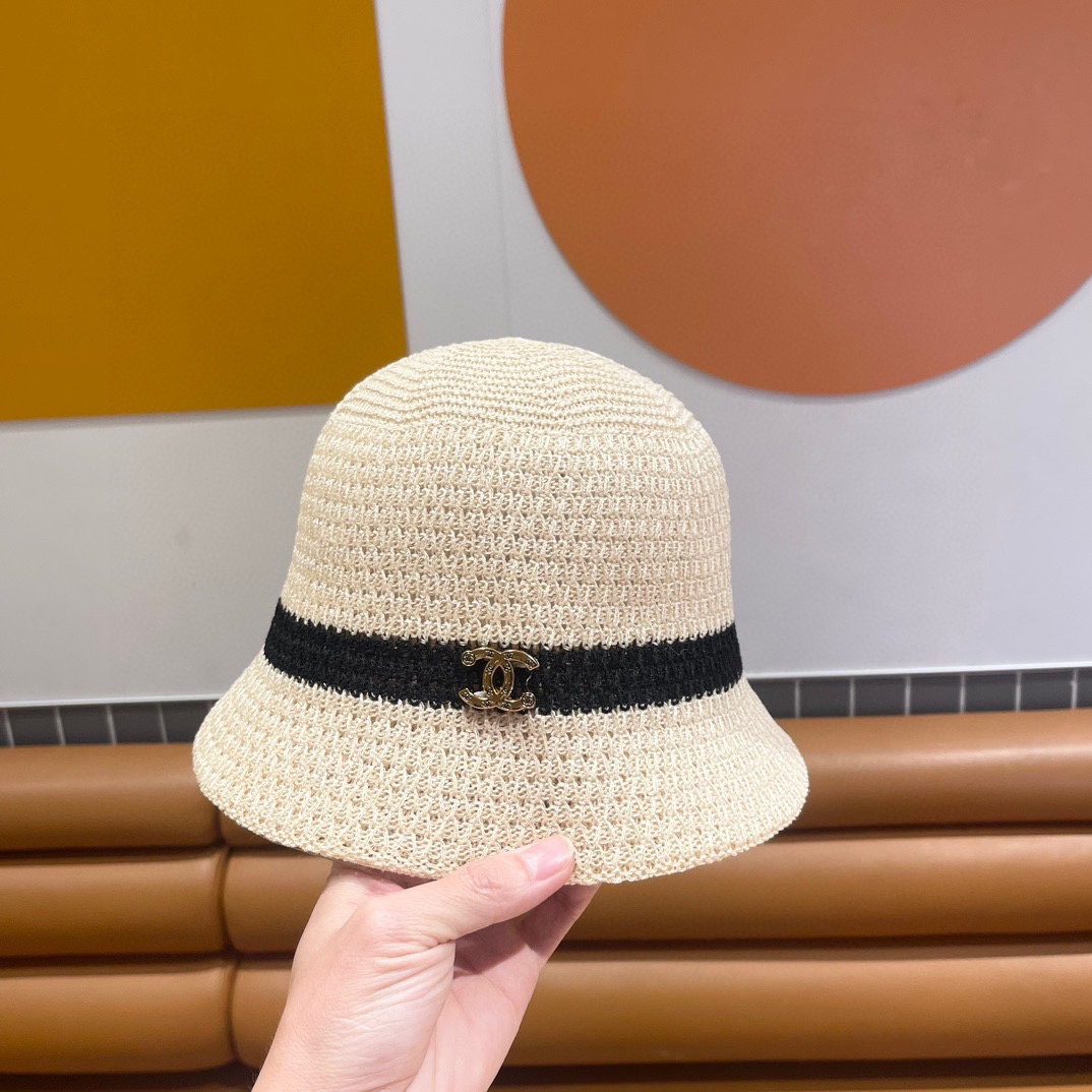 Chanel Knitted Hollow Breathable Fisherman's Hat  Sunhat