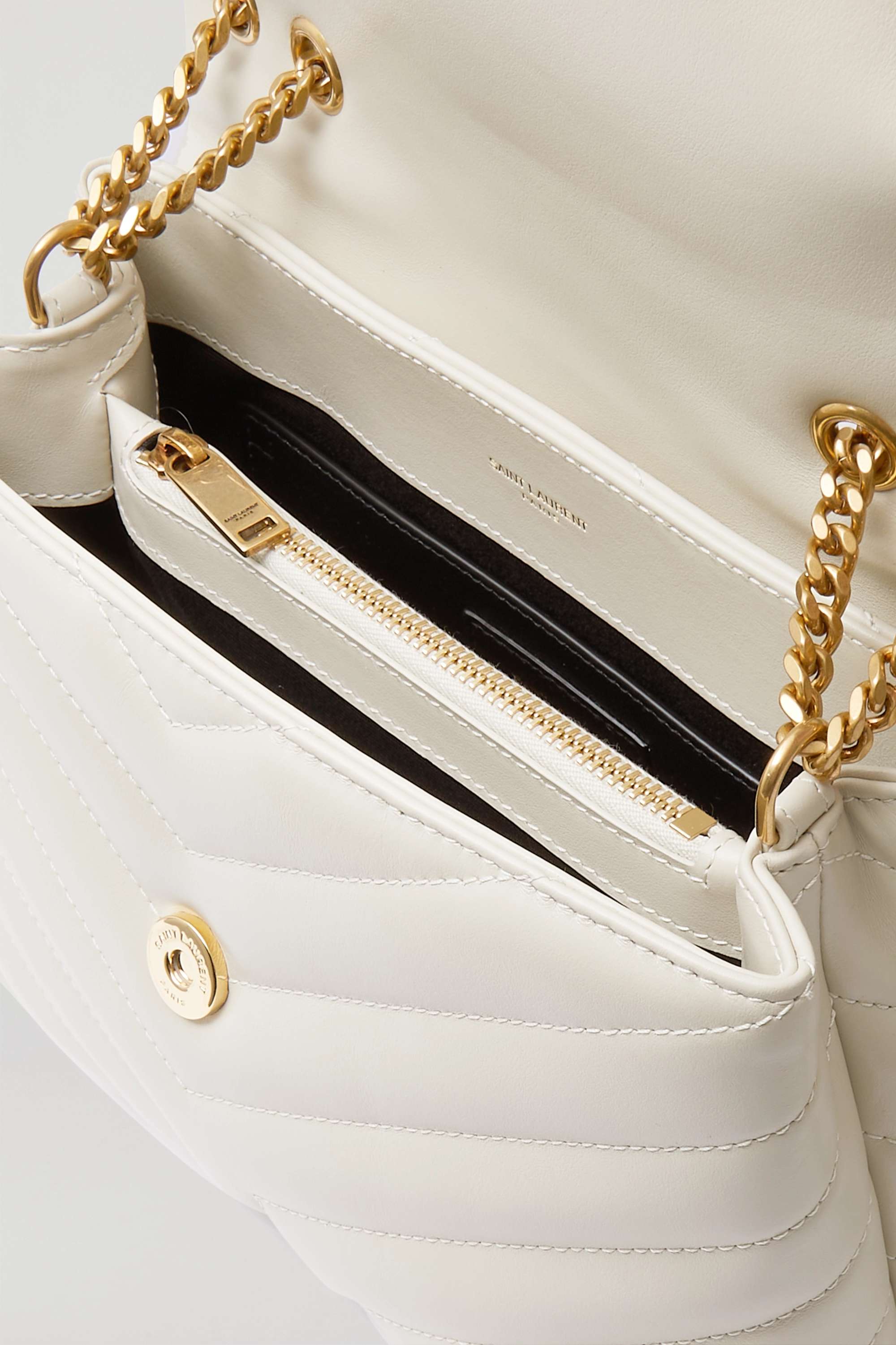 Saint Laurent YSL Loulou Small Quilted Leather Shoulder Bag white