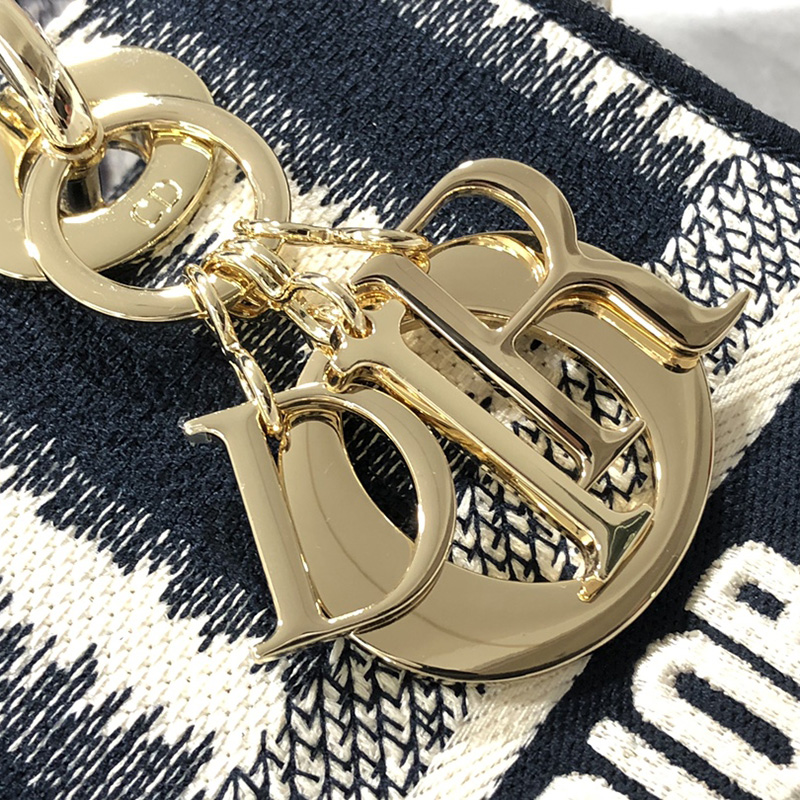 Dior The LADY D-LITE Bag Blue D-Stripes Embroidery M0565ORFQ_M928