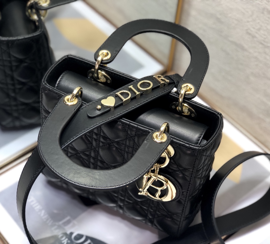 Dior Medium Lady Dior Bag Black Patent Cannage Calfskin M0565OWCB_M900