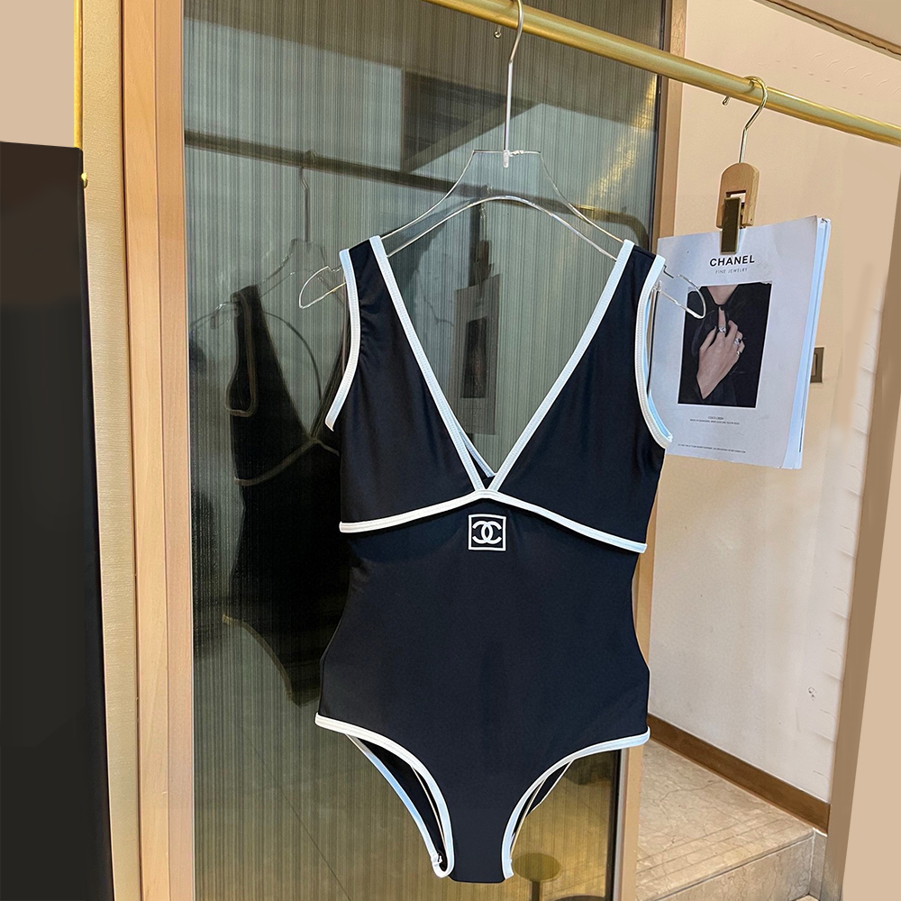 Chanel Logo One-piece Swimsuit Swimwear