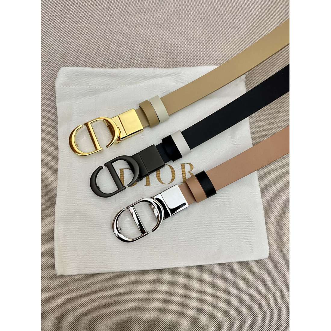 Dior flat wireless belt body/Sadle imported calf belt body metal 20MM