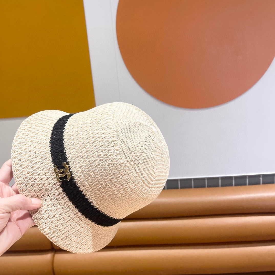 Chanel Knitted Hollow Breathable Fisherman's Hat  Sunhat