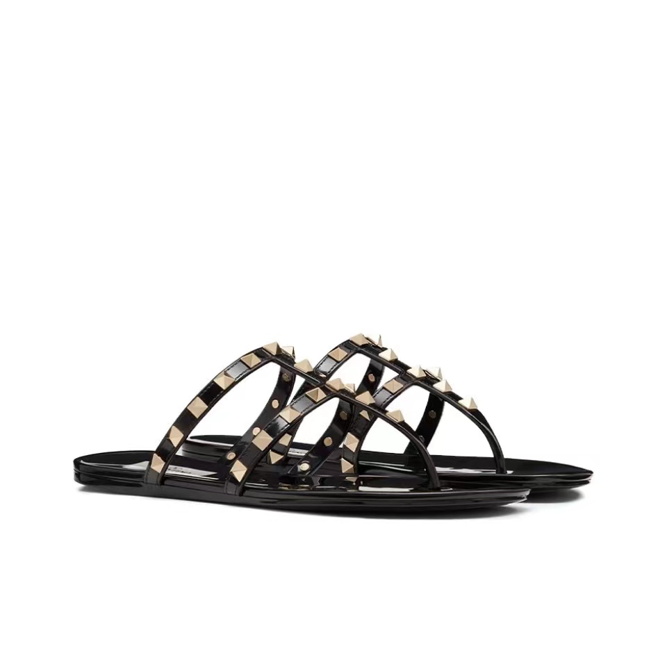 Valentino Rockstud Rubber Flat Flip Flops Slide Sandal