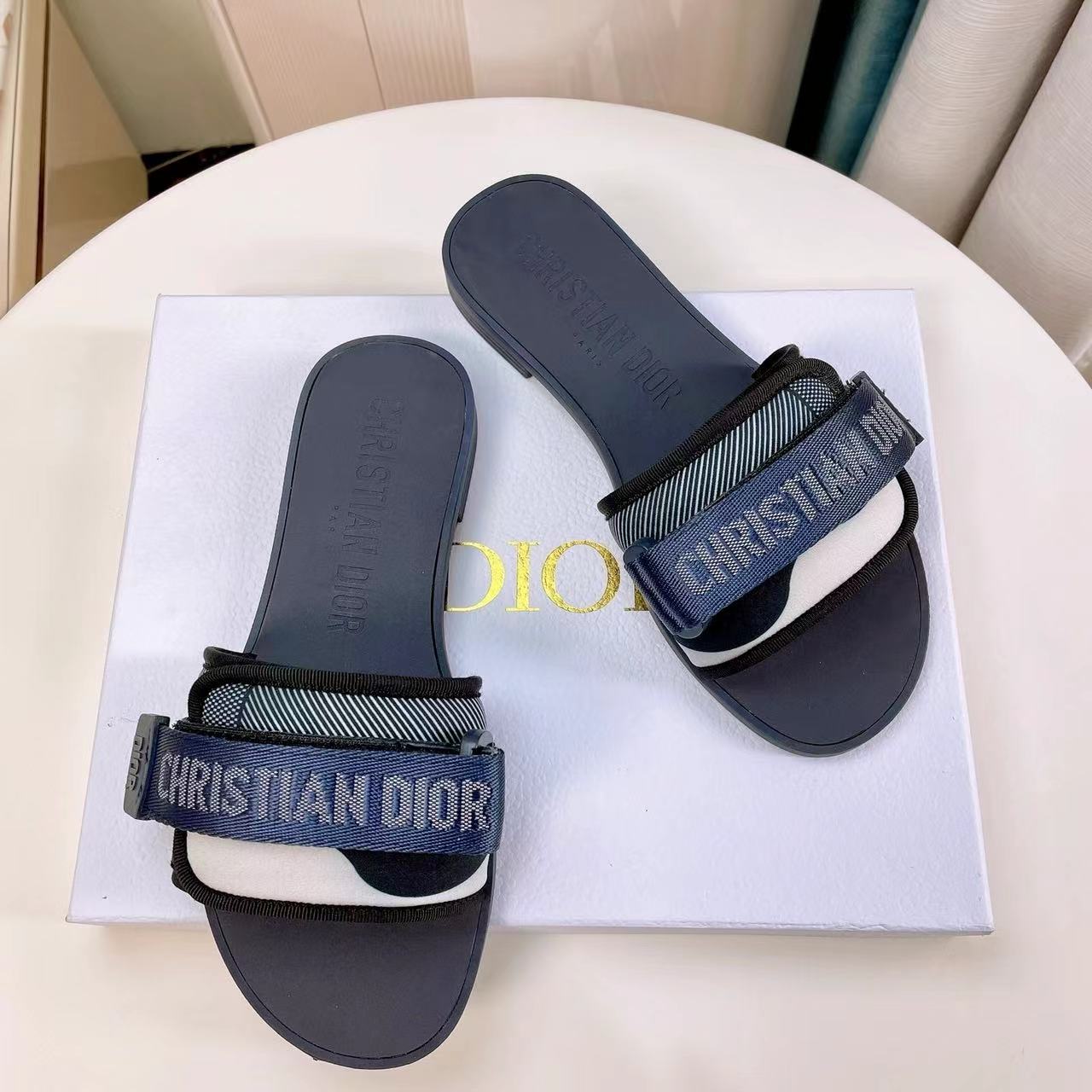 Dior DWAY Slide Slipper Sandals  With Adjustable Type Slide Sandal