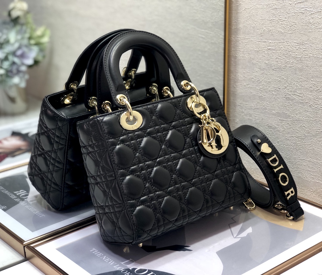 Dior Medium Lady Dior Bag Black Patent Cannage Calfskin M0565OWCB_M900