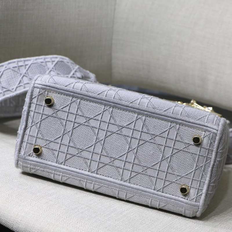 Dior The LADY D-LITE Bag Denim Blue Cannage Embroidery M0565OREY_M49E