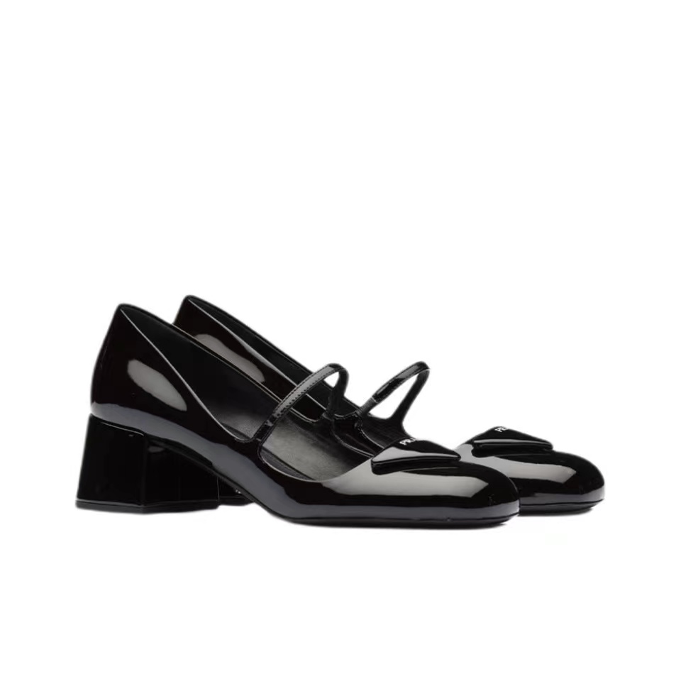 Prada  Patent Leather Medium Low 4.5CM Sandals Slide