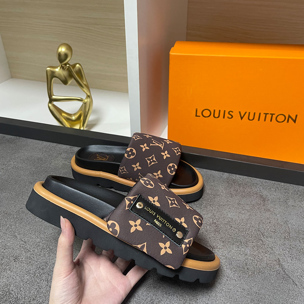 Louis Vuitton LV Pool Pillow Fabric Flat Slide  Sandals