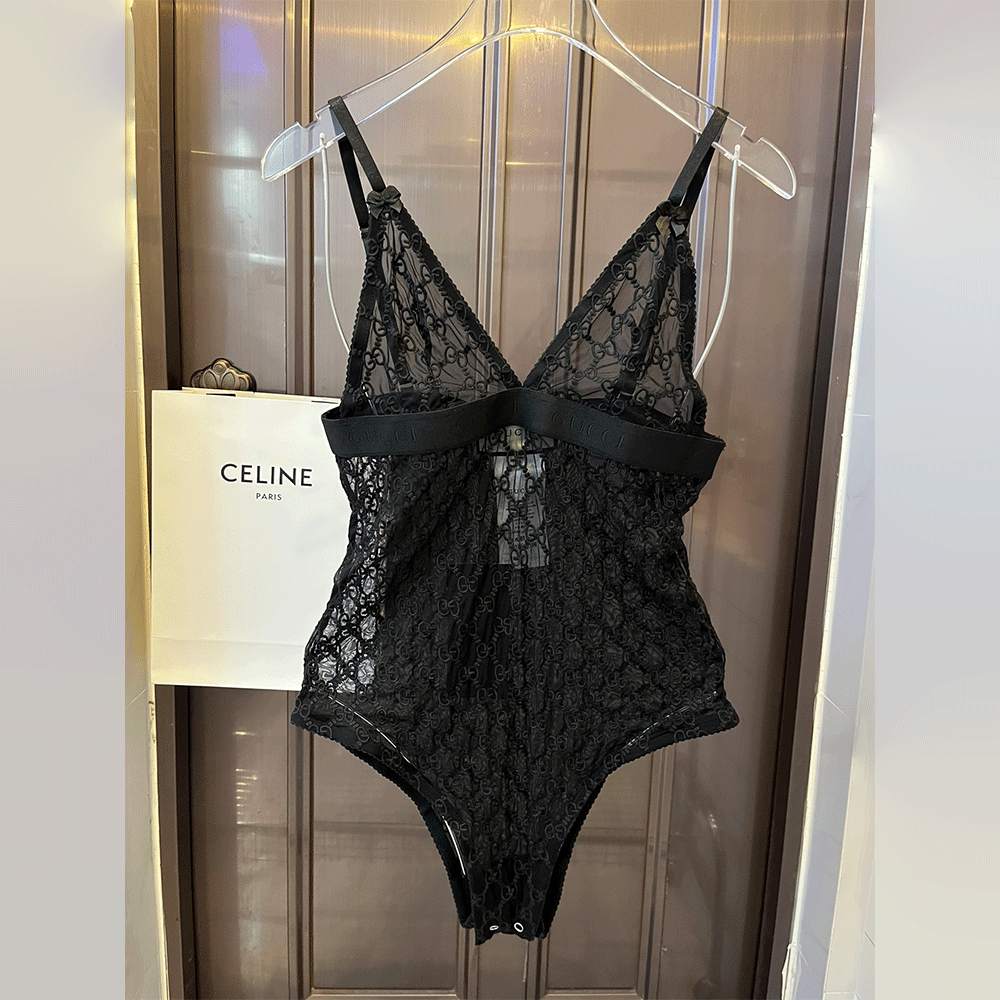 Chanel Lace Cutout One-piece Swimsuit Swimwear
