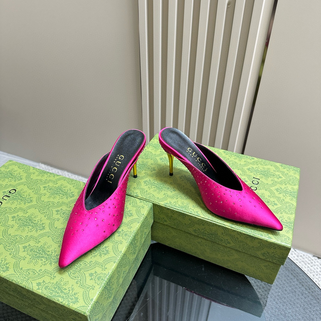 Gucci Pointed Toe High Heel Slippers Slide Sandal