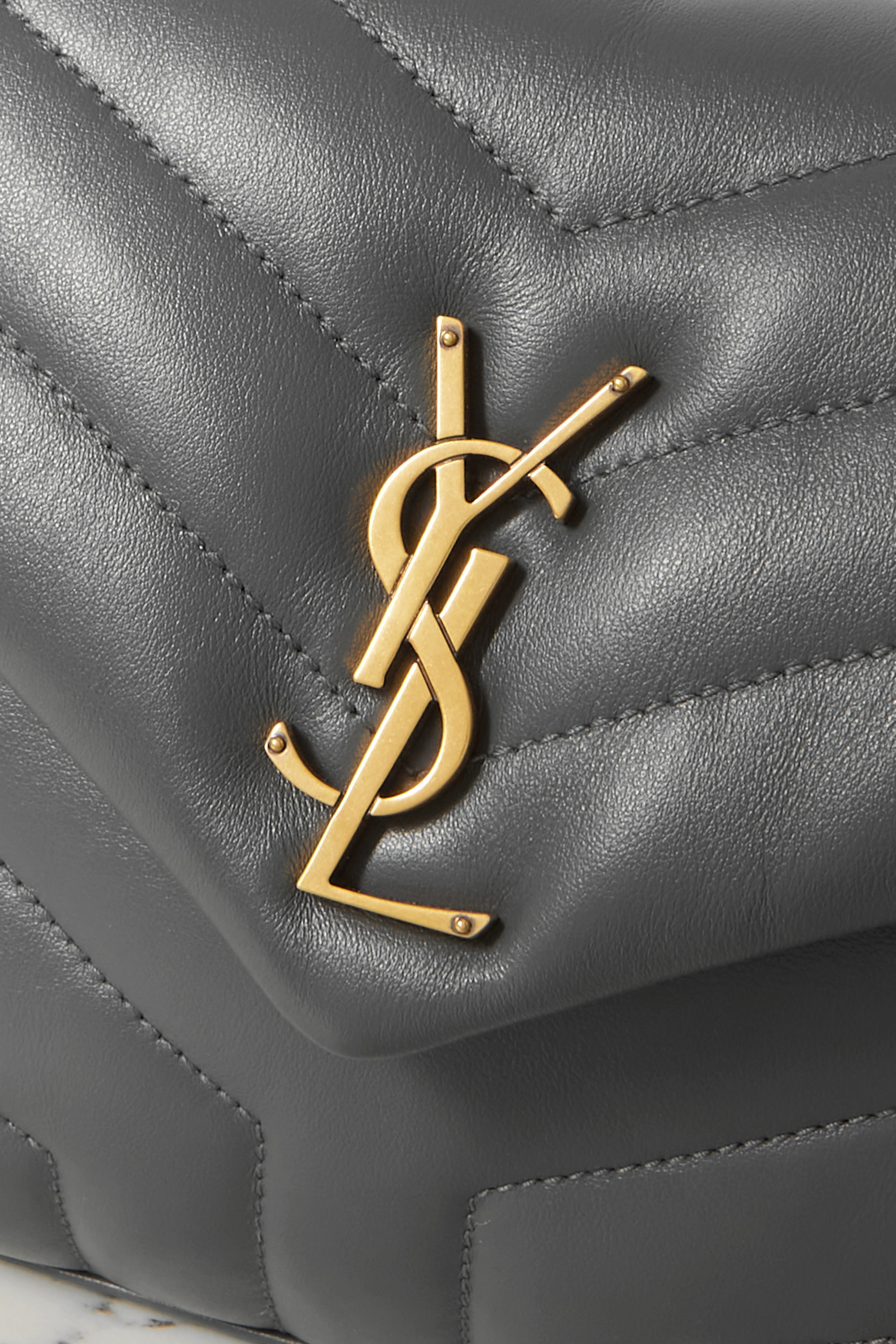Saint Laurent YSL Loulou small quilted leather shoulder bag grey