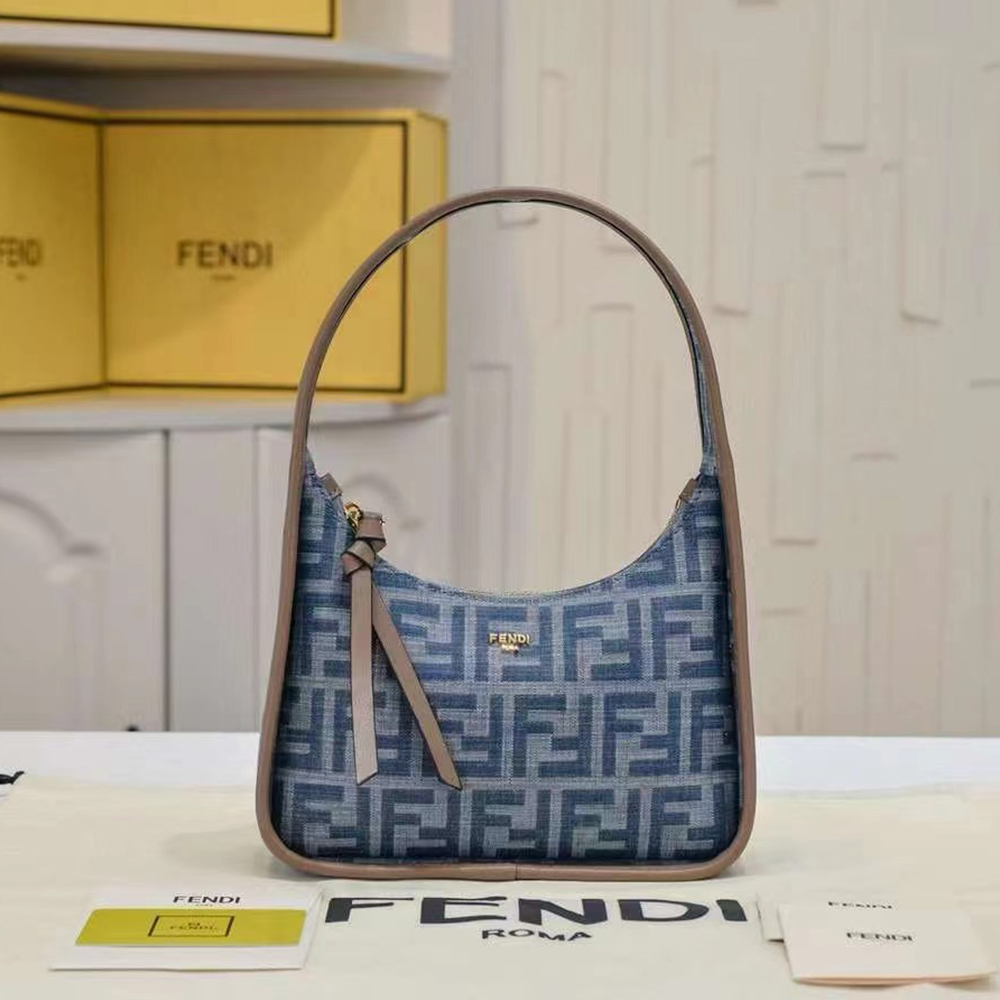 Fendi Fendessence Light blue FF denim fabric bag