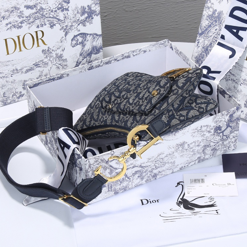 Dior Womens Bags Crossbody Bag Saddle Bag Oblique Jacquard