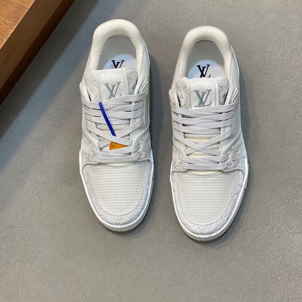 Louis Vuitton LV Trainer Croc-Embossed Denim Sneaker