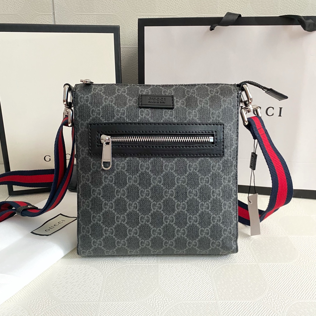 GUCCI Classic Canvas&Leather Crossbody Bag