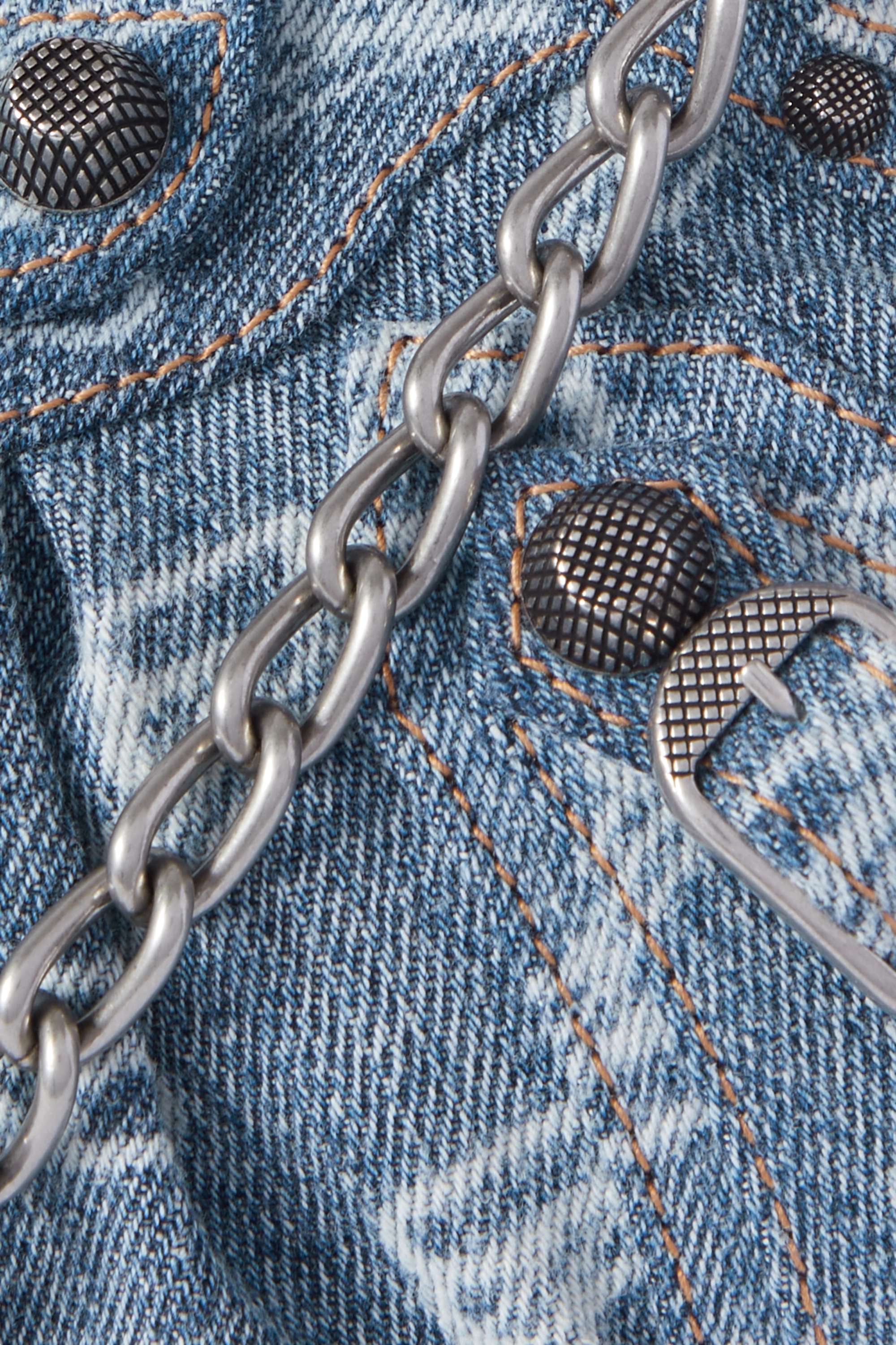 BALENCIAGA Le Cagole mini studded printed denim shoulder bag