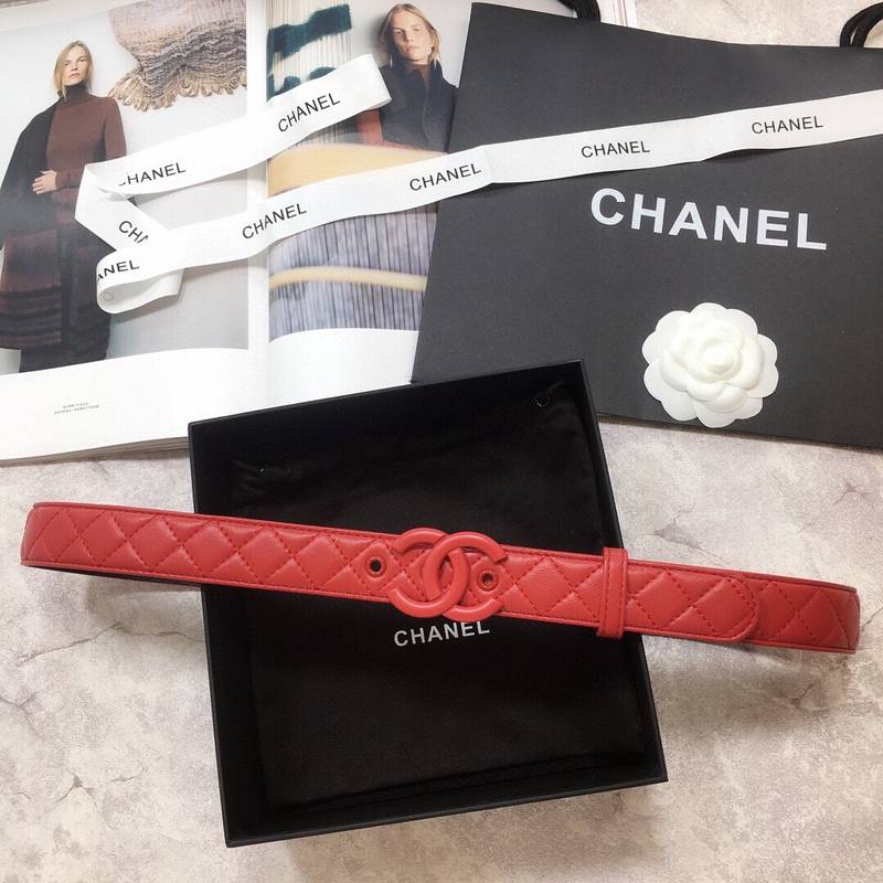 Chanel Belt Quilted With Double C Buckle Red With Red Hardware Women Belt 30MM