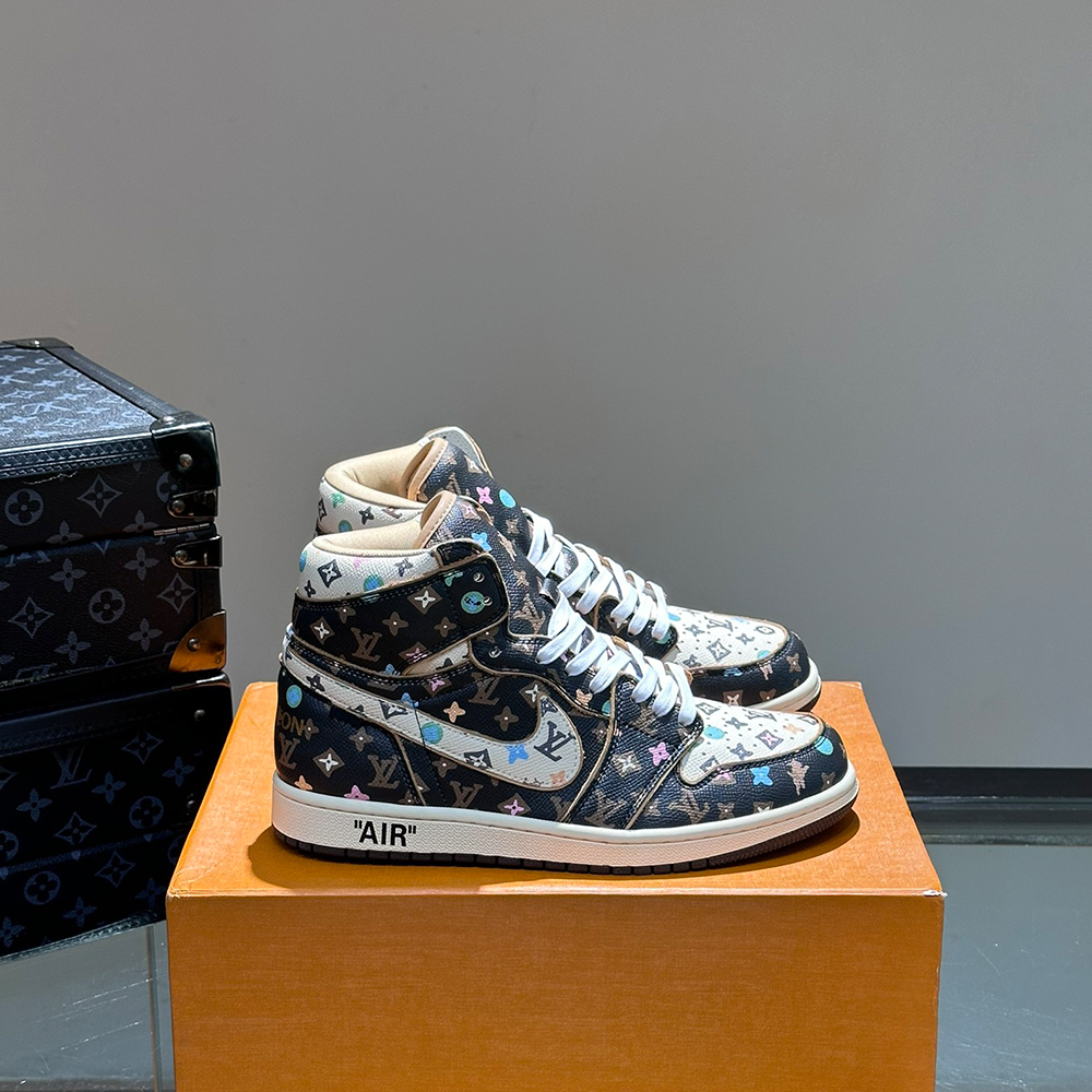 Louis Vuitton X Nike Co-Branded High Top Casual Mens Sneakers