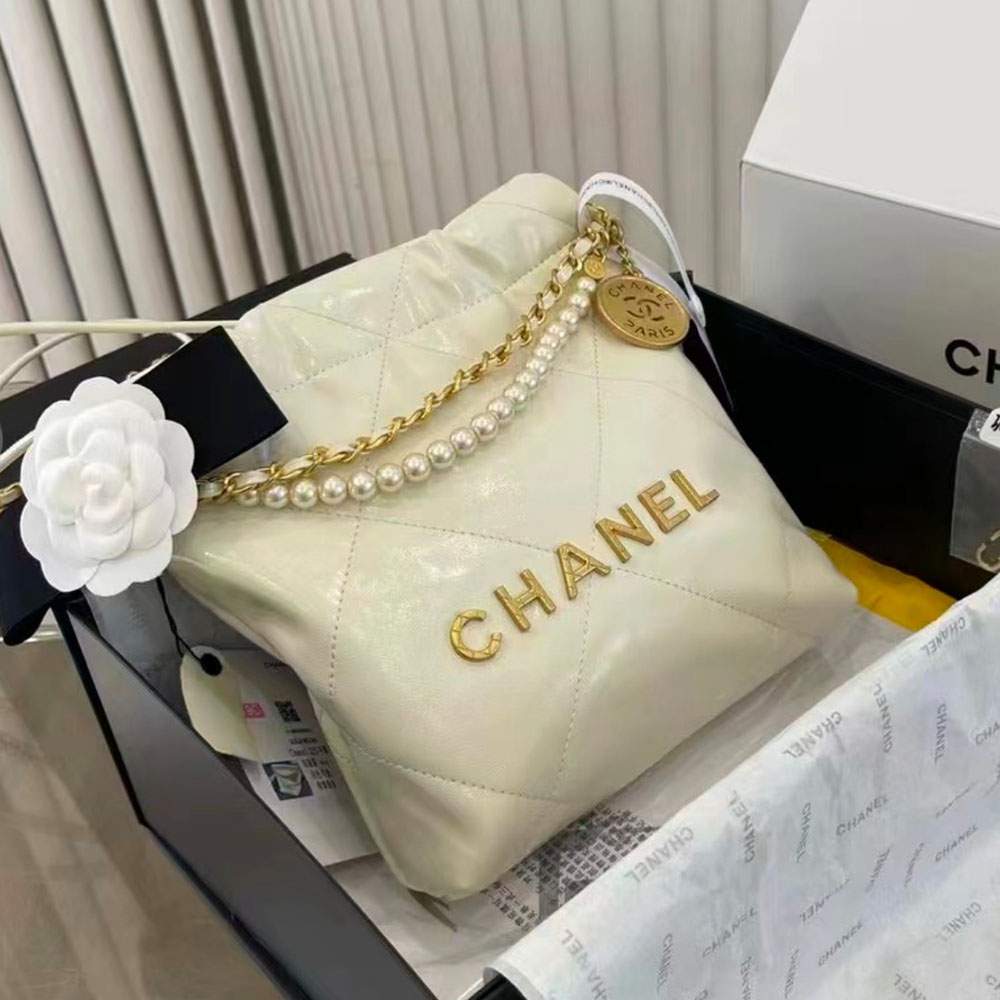 CHANEL Mini 23S Shiny Calfskin with Pearl Handbag AS3980