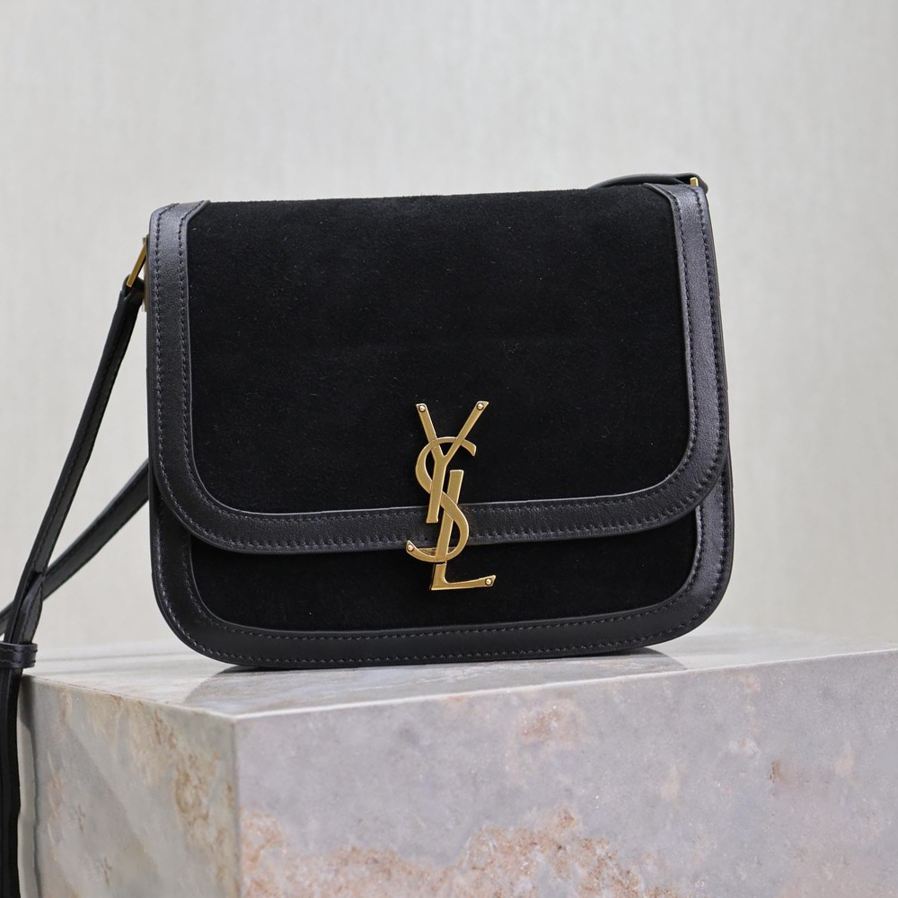 Saint Laurent YSL Brown Solferino Medium Suede Shoulder Bag