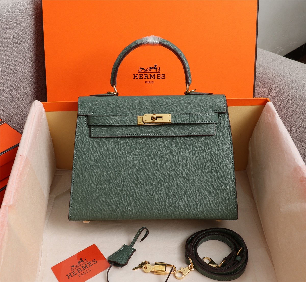 Hermes Kelly Gold Buckle Bag-Epsom