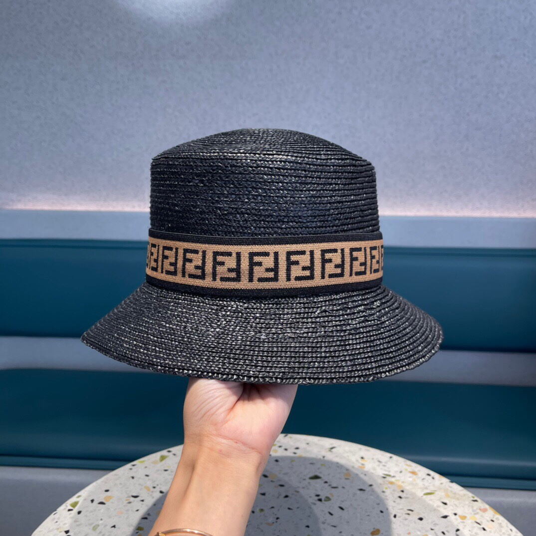 Fendi Straw Flat Top Hat  Sunhat