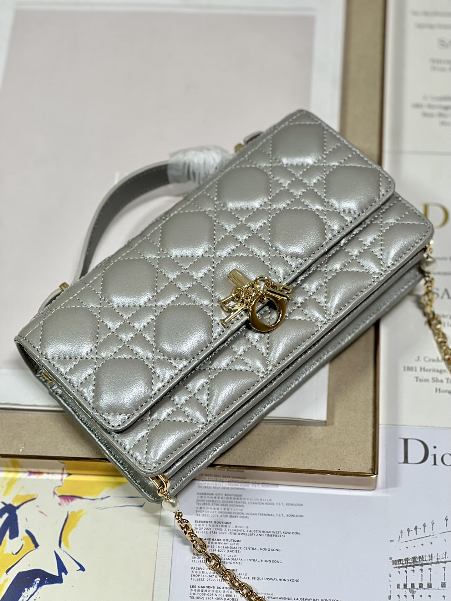 Dior Miss Mini Bag Metallic Gray Cannage