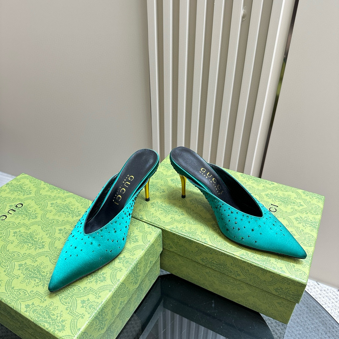 Gucci Pointed Toe High Heel Slippers Slide Sandal