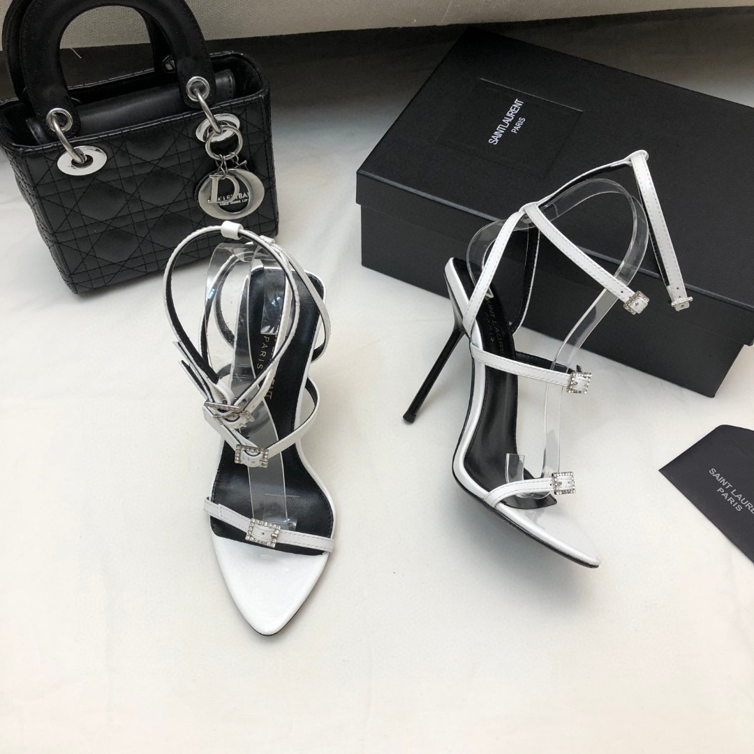 Saint Laurent YSL Strap And Buckle High Heels10.5CM Slide Sandal