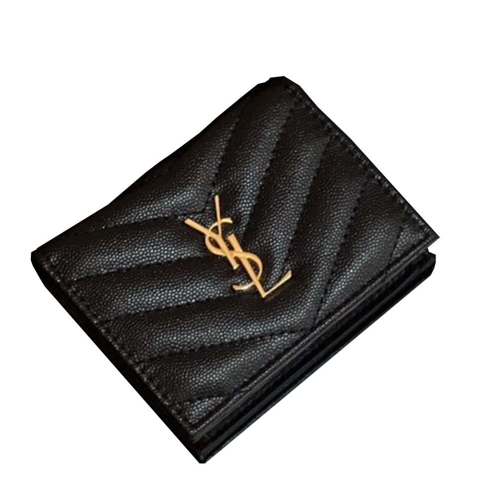 Saint Laurent YSL  Monogram Caviar Leather Wallet