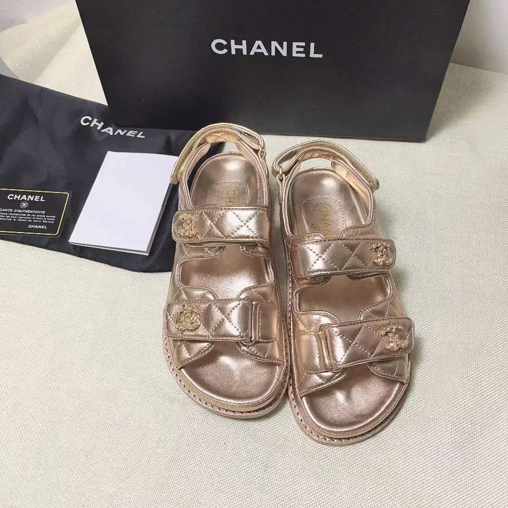 Chanel  Flat Velcro sandals Slide