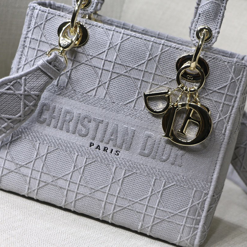 Dior The LADY D-LITE Bag Denim Blue Cannage Embroidery M0565OREY_M49E