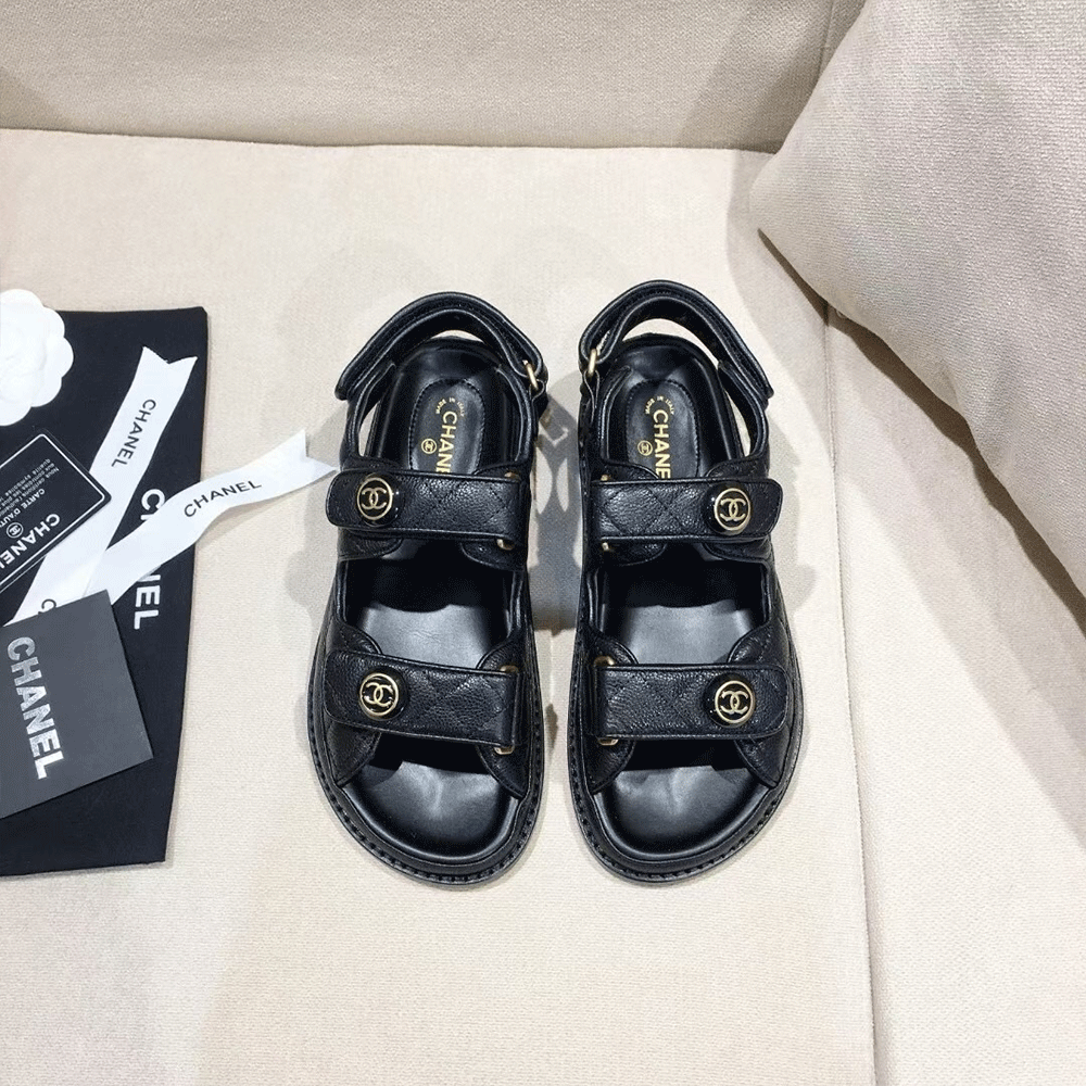 Chanel  Flat Velcro sandals Slide