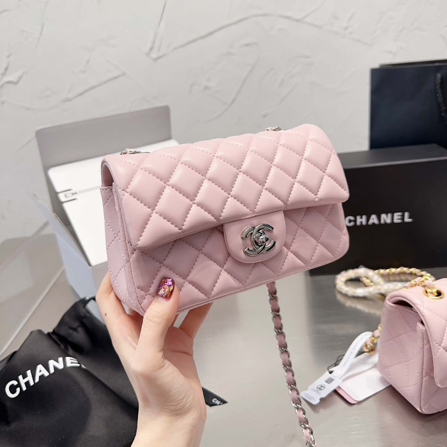 Chanel Classic Pink Flag Bag Small 20cm-
