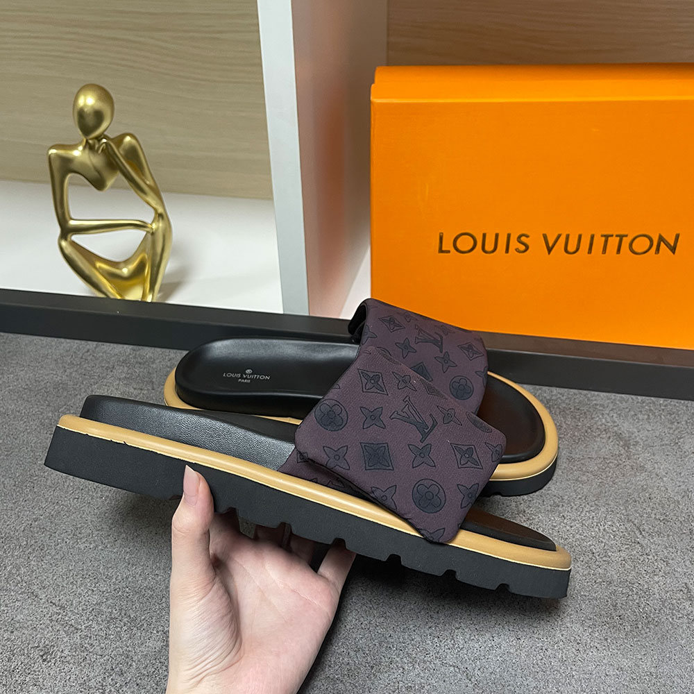 Louis Vuitton LV Pool Pillow Fabric Flat Slide  Sandals