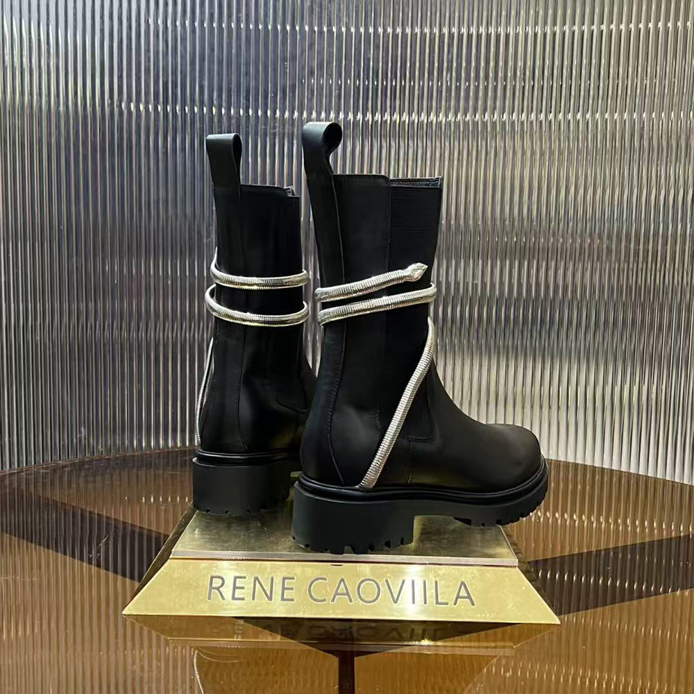 Rene Caovolla Juniper Black And Silver Biker Boots