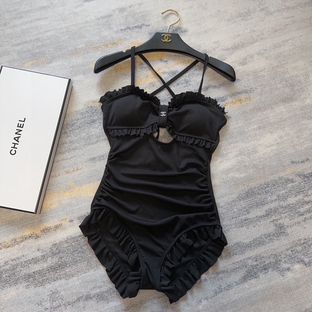 Chanel Suspender One-piece Swimsuit Swimwear