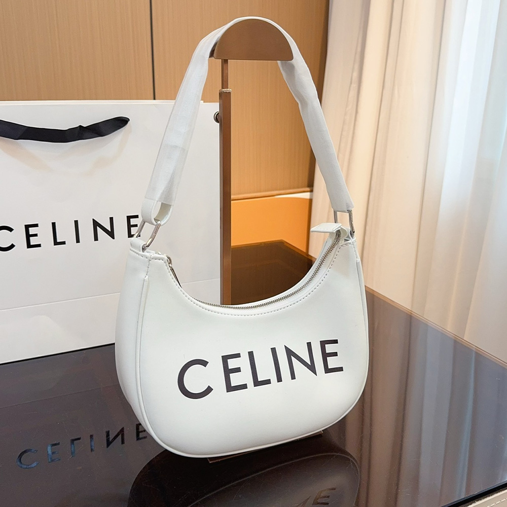 Celine Triomphe Half Moon Leather Handbag Shoulder Bag