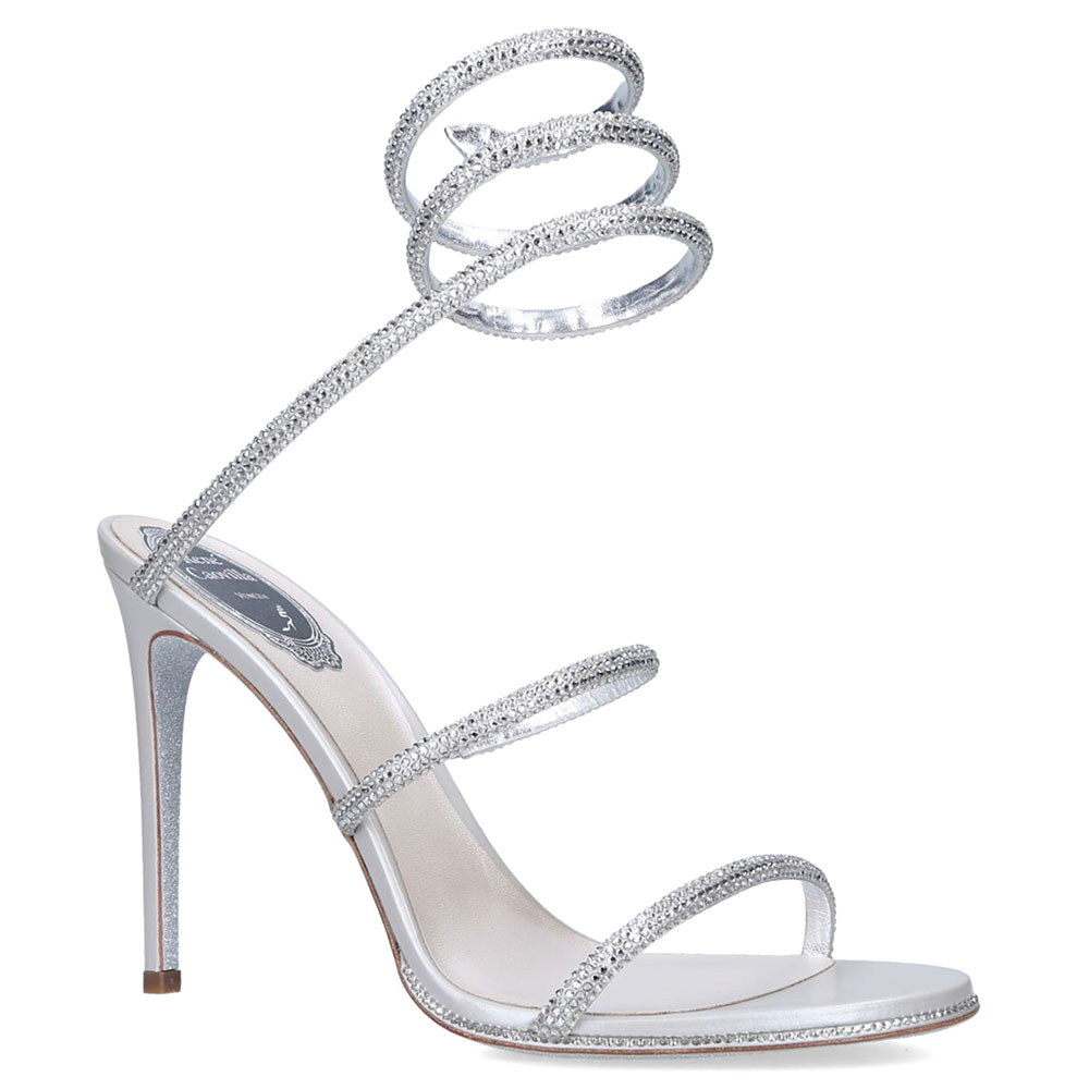 rene cavolli High Heel Sandals With Crystal Wrapped Ankle Loops Sandals Slide