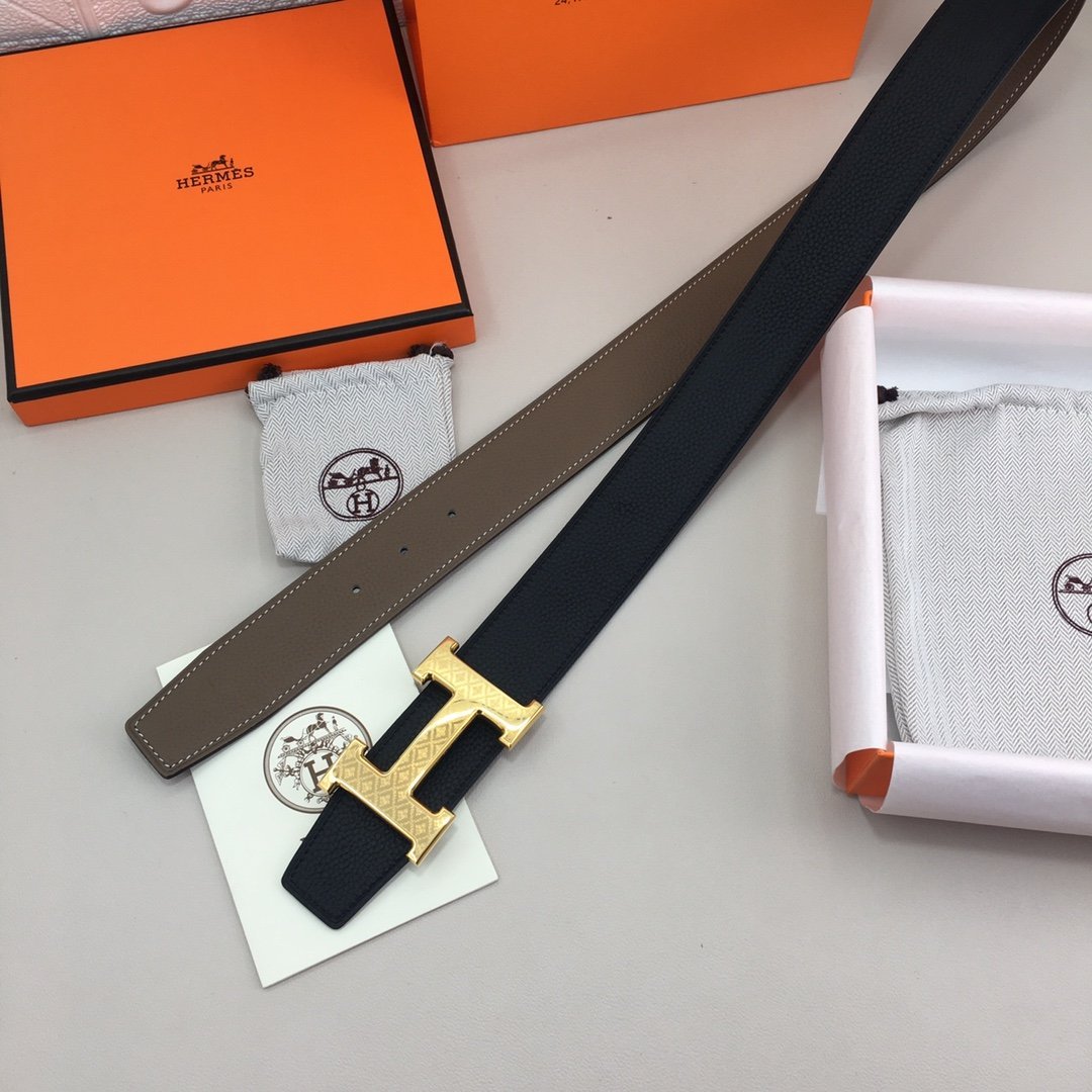 Hermes H Belt Buckle & Reversible Black For Women, Women Belt 380MM