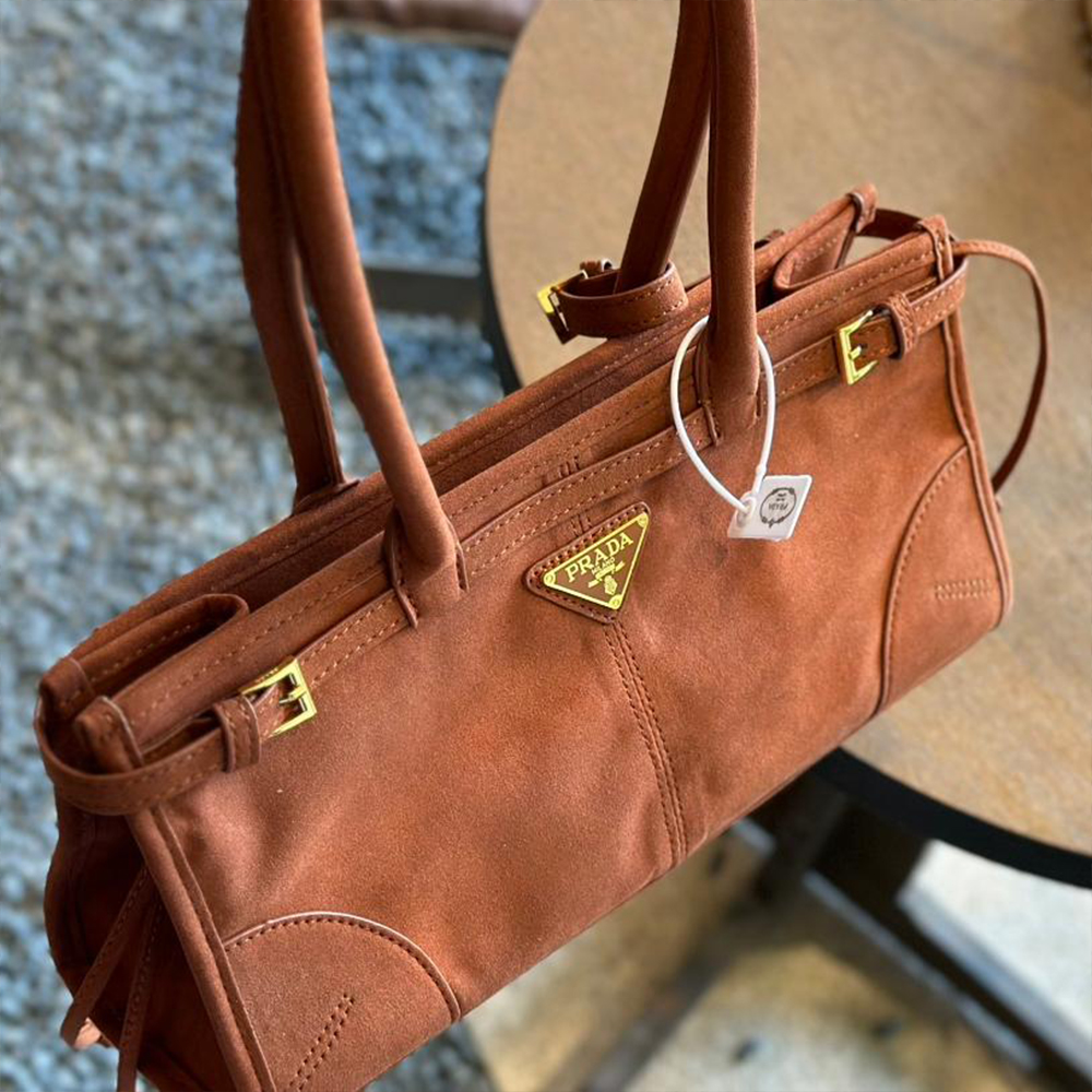 Prada suede tote bag soft-lux handbag