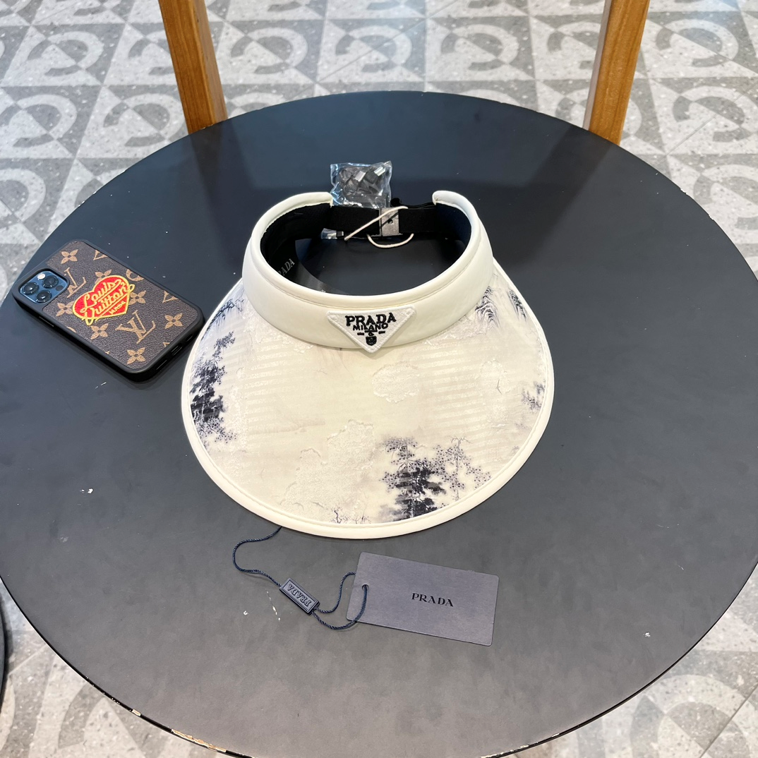 Prada Chinese Style ink Painting Empty Top Hat Sunhat