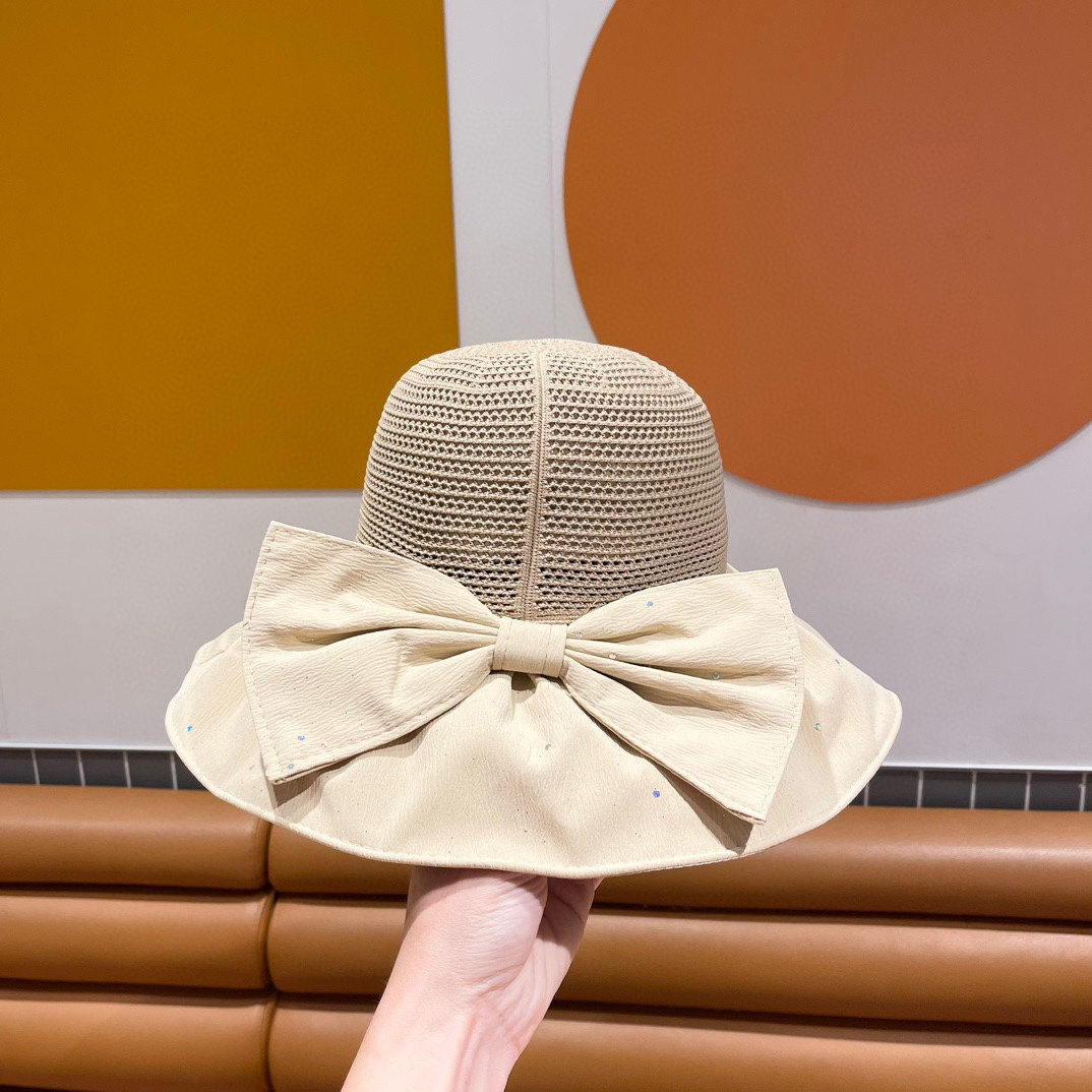 Prada Fisherman's Hat With Mesh Bow Sunhat