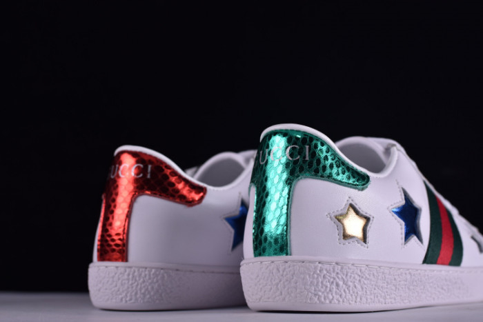 Gucci Ace Embroidered Low-Top Sneaker WITH COLORFUL STARS 431942-A38G1