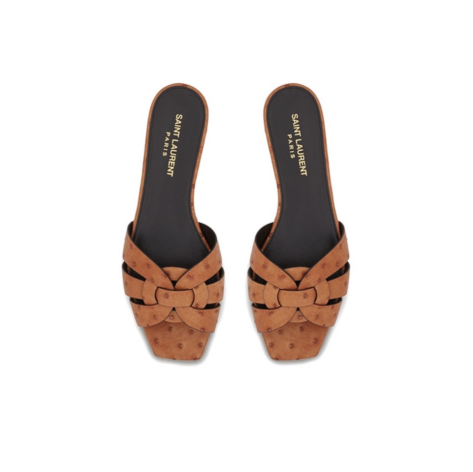 YSL Saint Laurent Nu Pieds Ostrich Pattern